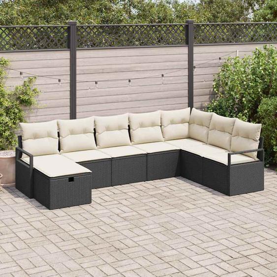 Ensemble de canapé de jardin avec coussin 8 pcs Noir et crème