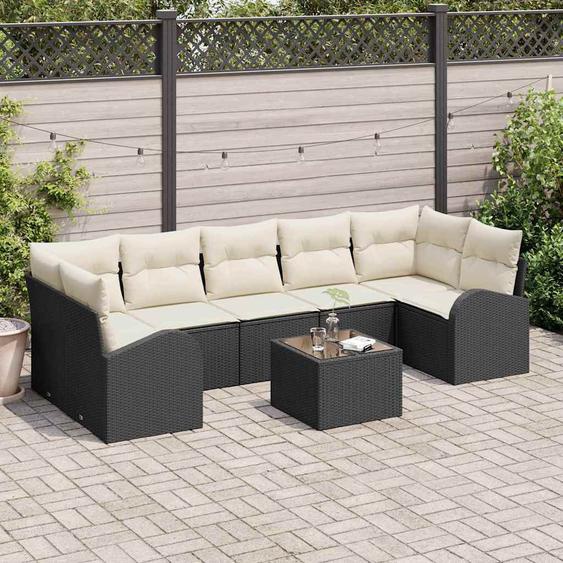 Ensemble de canapé de jardin avec coussin 8 pcs Noir et Crème