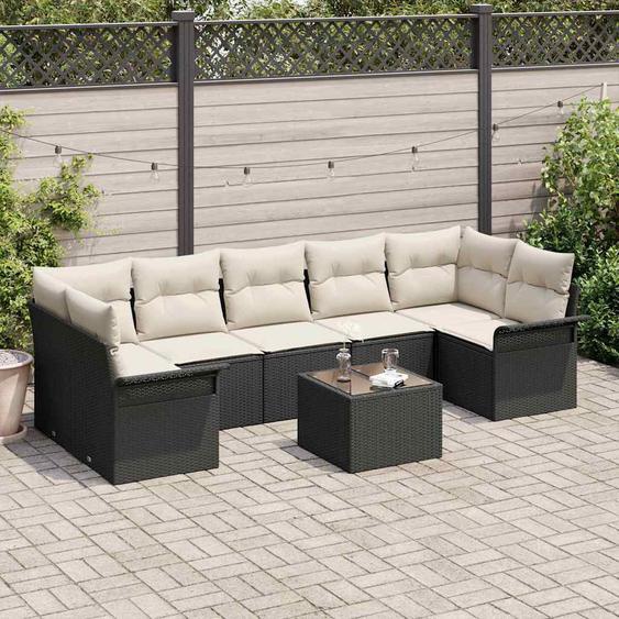 Ensemble de canapé de jardin avec coussin 8 pcs Noir et Crème