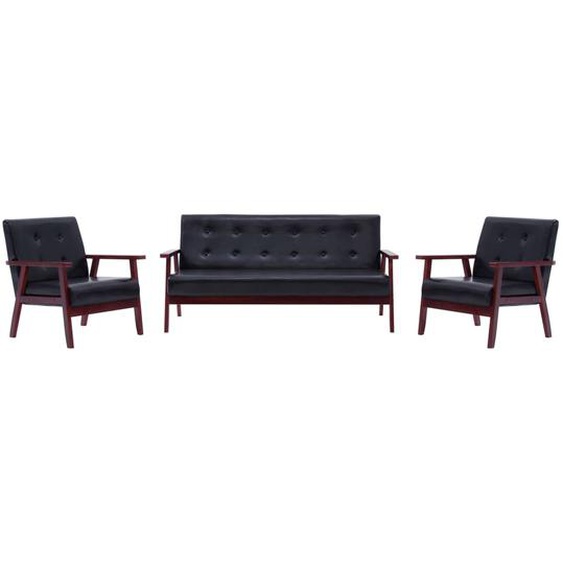 Ensemble de canapés 3 pcs Noir Similicuir