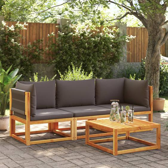 Ensemble de canapés de jardin 3 pièces avec coussins, bois dacacia et corde,