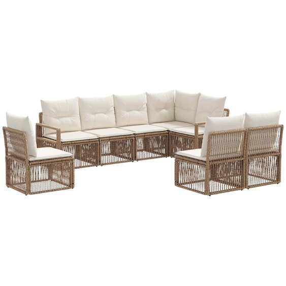 Ensemble de canapés de jardin vidaXL, 8 pièces, beige, en polyrotin