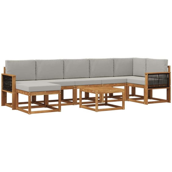 Ensemble de canapés dextérieur vidaXL, 8 pièces, polyester naturel et gris clair