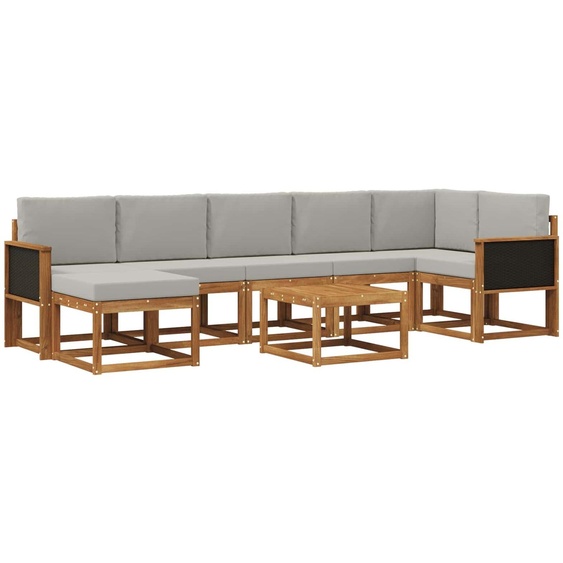Ensemble de canapés dextérieur vidaXL, 8 pièces, polyester naturel et gris clair