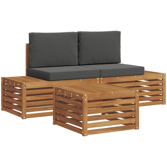 Ensemble de canapés dextérieur vidaXL, couleur naturelle et anthracite, 59 x 59 x 37 cm