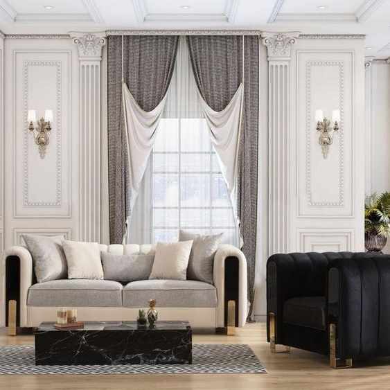 Ensemble de canapés modernes Trois places Fauteuil de luxe Ensemble de canapés en tissu Meubles de luxe