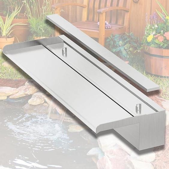 Ensemble de cascades Teich, fontaine de piscine en acier inoxydable de 60 cm avec accessoires, largeur 20 cm. Jeu deau en cascade pour décoration de jardin, patio et bassin