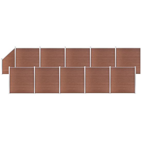 Ensemble de clôture WPC 10 Carré + 1 Incliné 1830x186 cm Marron