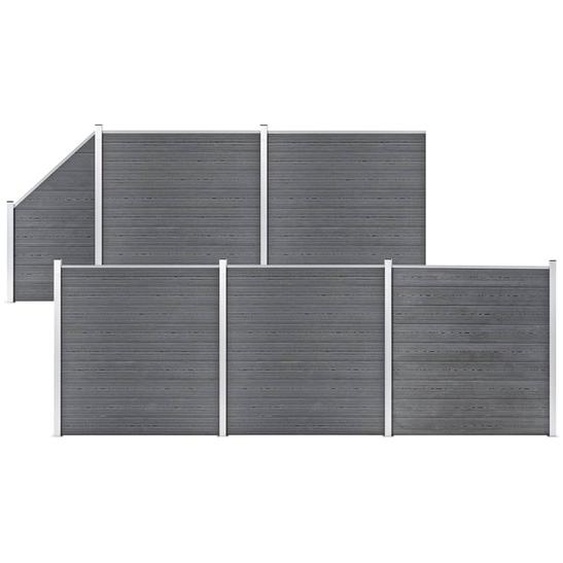 Ensemble de clôture WPC 5 Carré + 1 Incliné 965 x 186 cm Gris