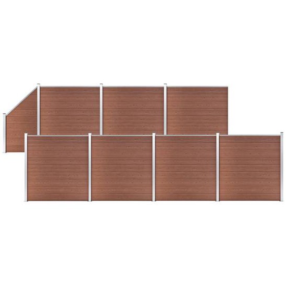 Ensemble de clôture WPC 7 Carré + 1 Incliné 1311x186 cm Marron
