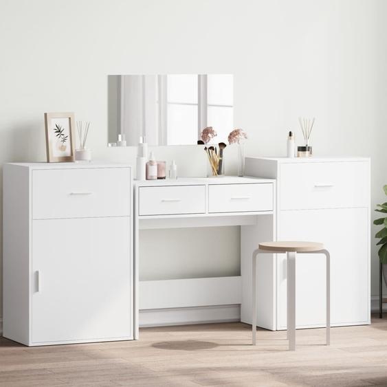 ensemble de coiffeuse 4 pièces blanc en bois composite