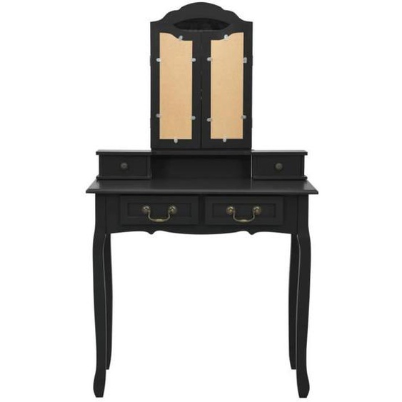 Ensemble de coiffeuse avec tabouret Noir 80x69x141 cm Paulownia  Mothinessto LY3470