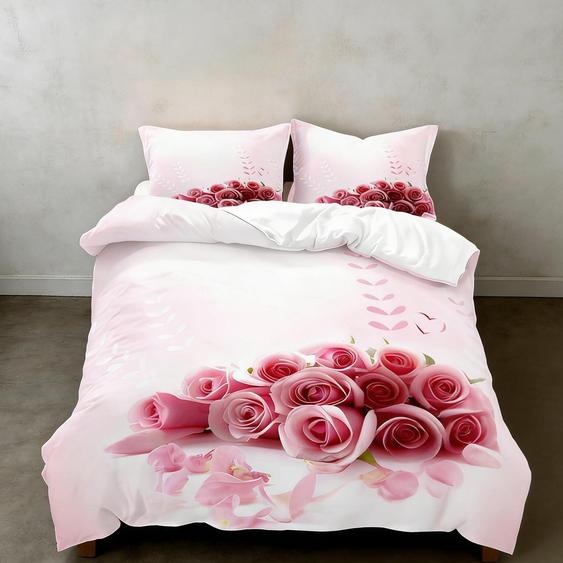 Ensemble de couette 3 pièces avec motif floral pour une chambre à coucher romantique