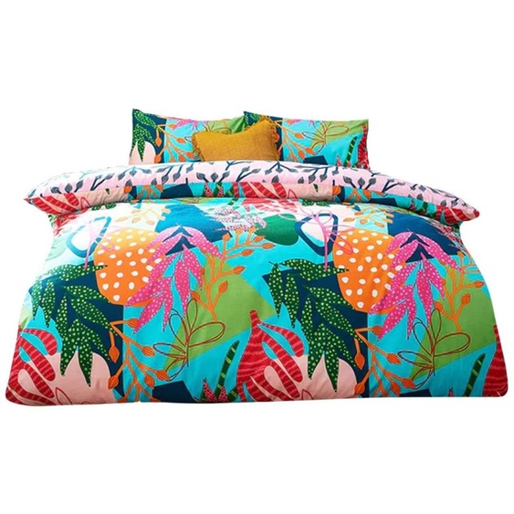 Ensemble de couette Coralina, motif multicolore, taille double