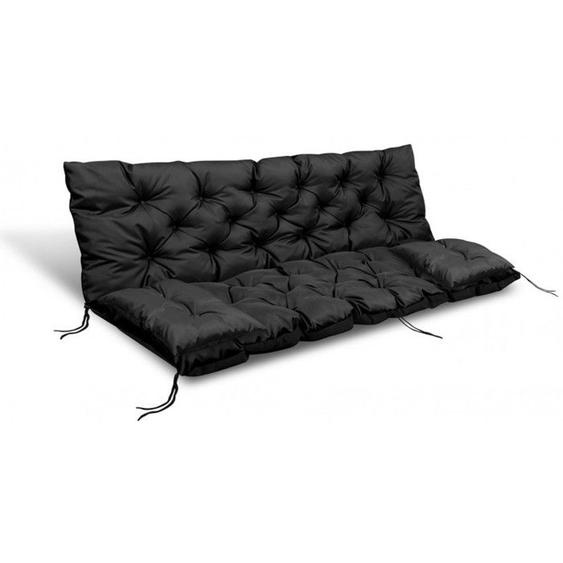 Ensemble de coussins de jardin 1 coussin 180x60x50cm + 2 coussins 42 x 42 cm noir