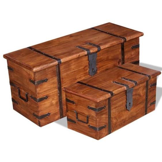 Ensemble de deux coffres de rangement en bois massif - VIDAXL - Vintage - Marron
