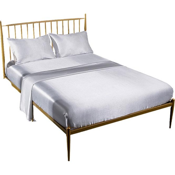 ensemble de draps en satin de luxe 4 pièces, 1 drap (243 x 205 cm), 1 drap-housse (190 x 138 cm), 2 taies doreiller (50 x 75 cm)
