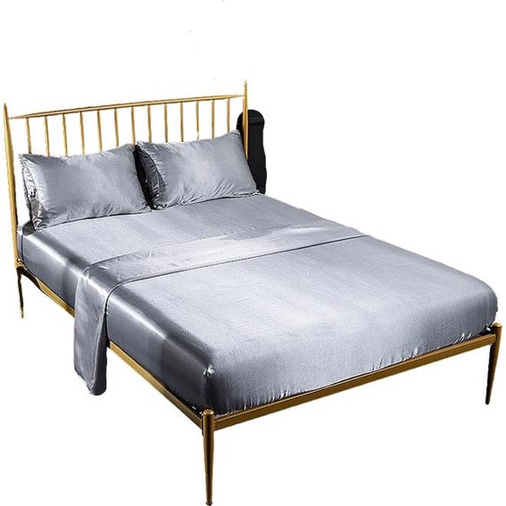 ensemble de draps en satin de luxe 4 pièces, 1 drap (243 x 205 cm), 1 drap-housse (190 x 138 cm), 2 taies doreiller (50 x 75 cm)
