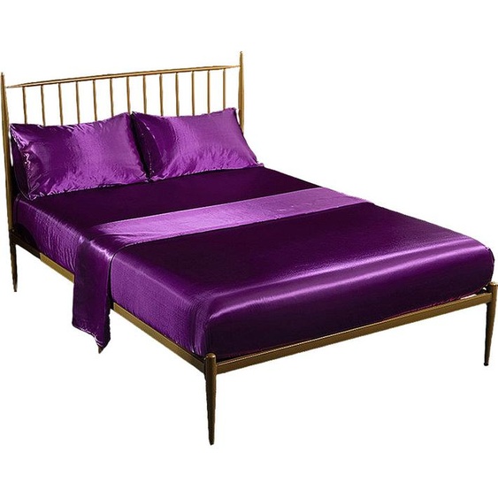 ensemble de draps en satin de luxe 4 pièces, 1 drap (245 X 270 cm), 1 drap-housse (203 X 198 cm), 2 taies doreiller (50 X 75 cm)