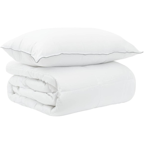 Ensemble de draps vidaXL, 2 pièces, 140 x 200 cm, collection hiver, en bambou, couleur blanche