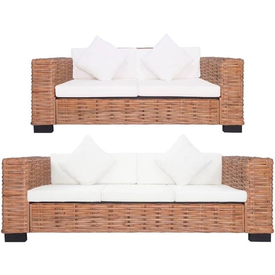 Ensemble de fauteuils en rotin - Ensemble de salon - Banc dextérieur - Banc de jardin - Canapé - Deux places + Trois places - Rotin naturel
