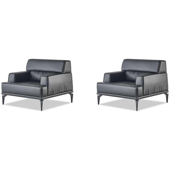 Ensemble de fauteuils Noir Fauteuil Noir Moderne Cuir Inox Bois 1 place