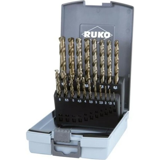 Ensemble de forets RUKO Acier rapide (AR) 9 mm 10 mm 6 mm 3 mm 7 mm 5 mm 4 mm 2 mm 8 mm 1,5 mm 2,5 mm 3,5 mm 4,5 mm 5,5 mm 1 mm