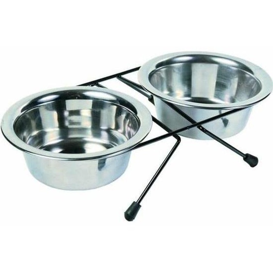 Ensemble de gamelles Unyqoos® comprenant 2 gamelles et un support stable – Gamelles pour nourriture et eau, adaptées aux chiens et aux chats, pour une utilisation intérieure et extérieure, faciles à nettoyer