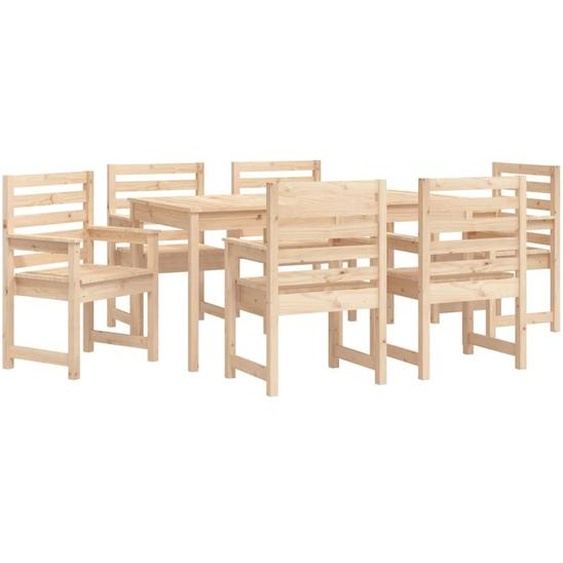Ensemble à manger de jardin 7 pcs bois massif de pin