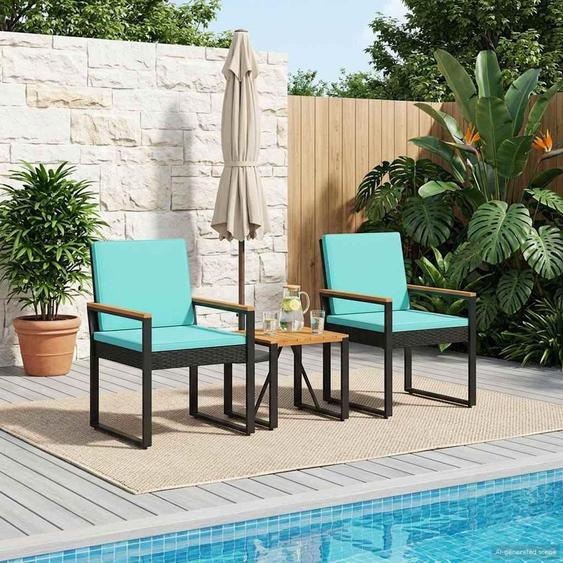 Ensemble de jardin en résine tressée, résistant aux intempéries, avec coussins