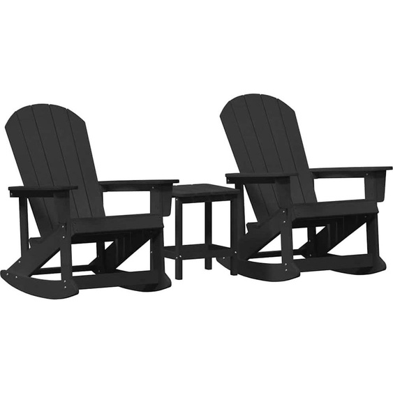 Ensemble salon de jardin 3 pièces noir HDPE