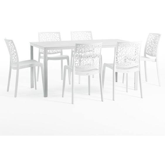 Ensemble de jardin - Thomas - 6 chaises Anna - Structure en fer - Empilables - Moderne