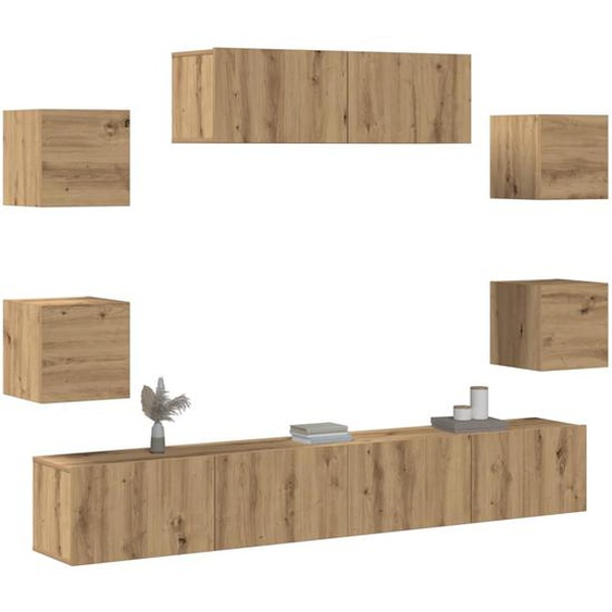 Ensemble de meuble TV mural 7 pcs chêne artisanal