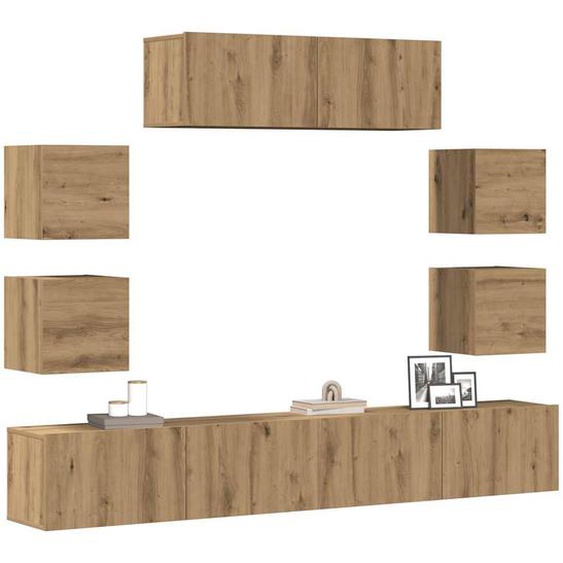 Ensemble de meuble TV mural 7 pcs chêne artisanal