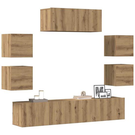 Ensemble de meuble TV mural 7 pcs chêne artisanal