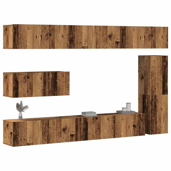 Ensemble de meuble TV mural 7 pcs vieux bois bois dingénierie