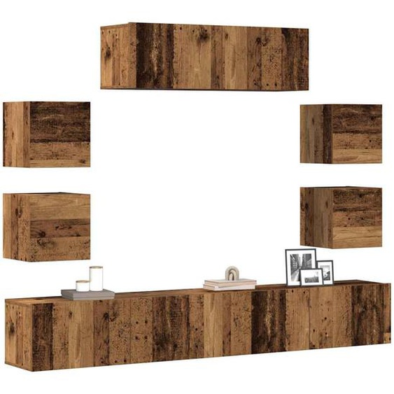 Ensemble de meuble TV mural 7 pcs vieux bois bois dingénierie