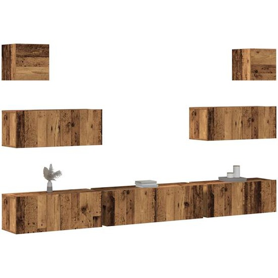 Ensemble de meuble TV mural 7 pcs vieux bois bois dingénierie