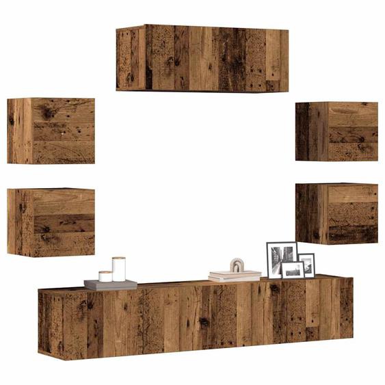 Ensemble de meuble TV mural 7 pcs vieux bois bois dingénierie