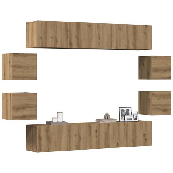 Ensemble de meuble TV mural 8 pcs chêne artisanal