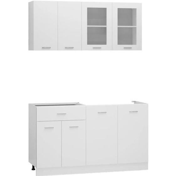 Ensemble de meubles de cuisine - FYDUN - 4 pcs - Blanc - Aggloméré - Design contemporain