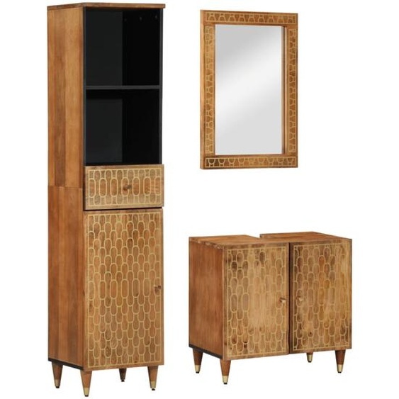 Ensemble de meubles de salle de bain 3 pcs bois manguier massif