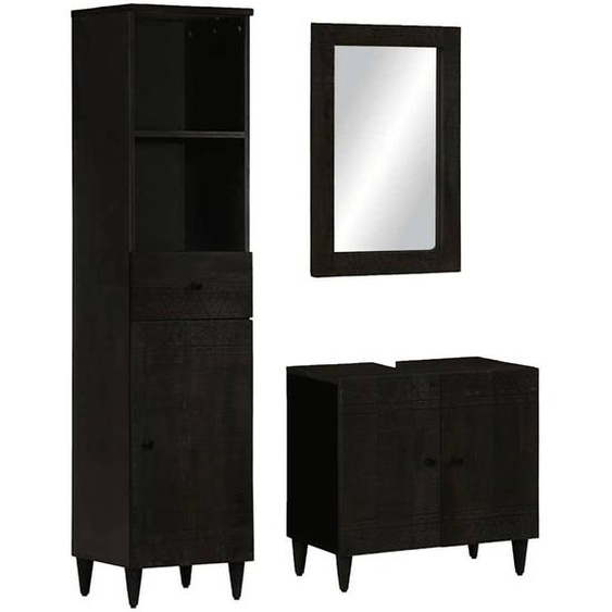 Ensemble de meubles de salle de bain 3 pcs bois manguier massif