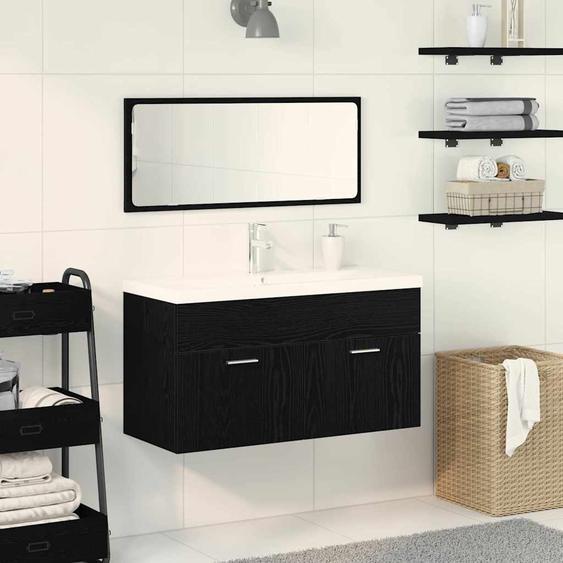 Ensemble de meubles de salle de bain 3 pcs Chêne noir