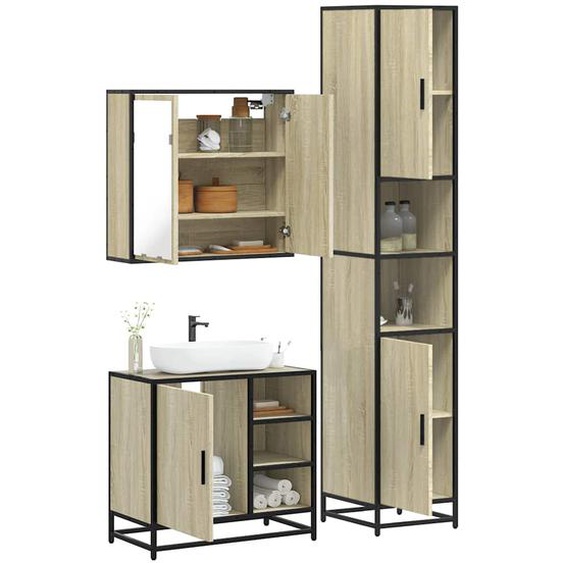 Ensemble de meubles de salle de bain 3 pcs chêne sonoma