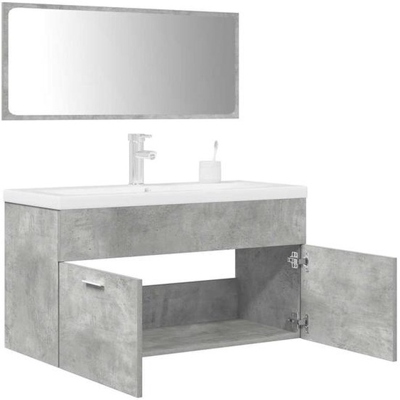 Ensemble de meubles de salle de bain 3 pcs gris béton