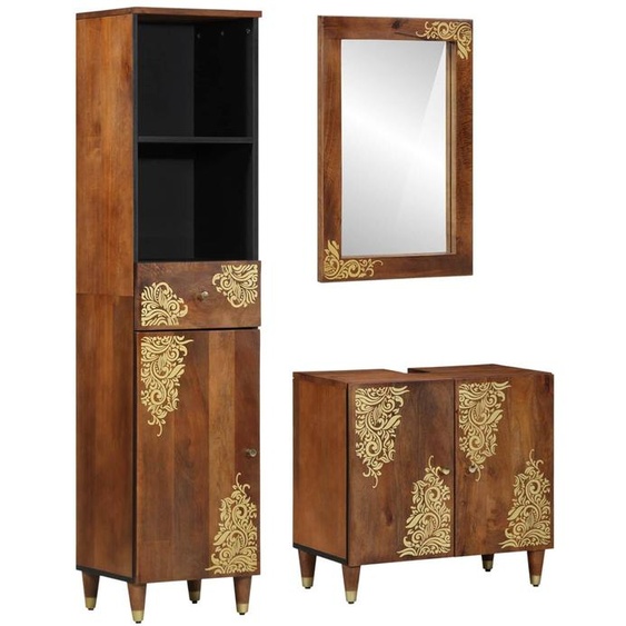 Ensemble de Meubles de Salle de Bain 3 pcs Marron miel
