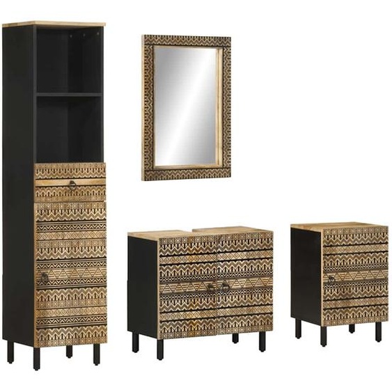 Ensemble de meubles de salle de bain 4 pcs bois manguier massif