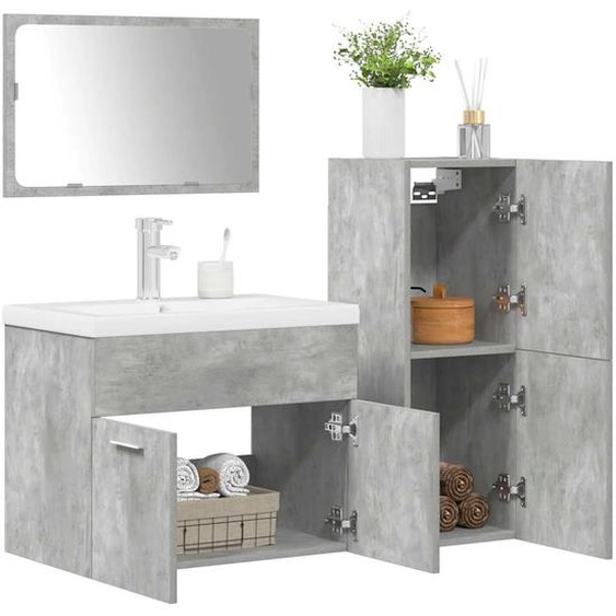 Ensemble de meubles de salle de bain 4 pcs gris béton