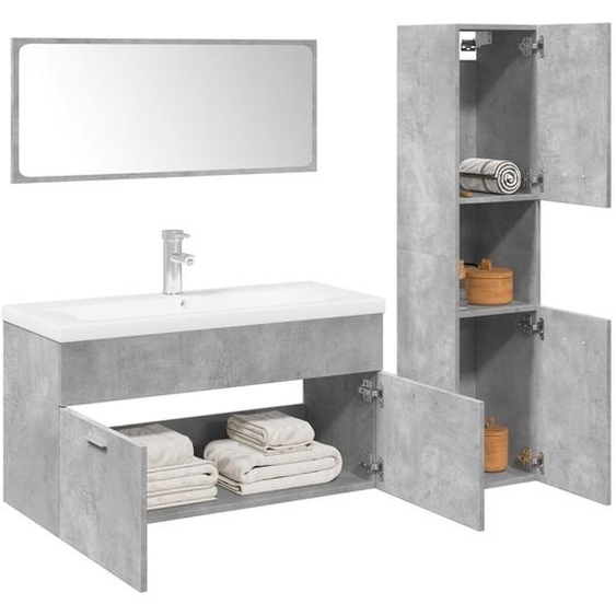 Ensemble de meubles de salle de bain 4 pcs gris béton